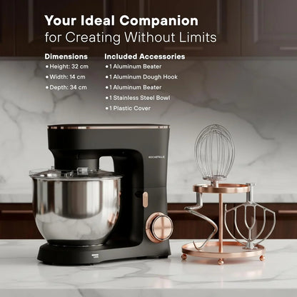 Black Electric Stand Mixer 6.8 Quart Qt, 660W, 6-Speed Adjustable, Stainless Steel Planetary, Portable, Compact & Elegant Kitchen Mixer for Baking & Cooking5