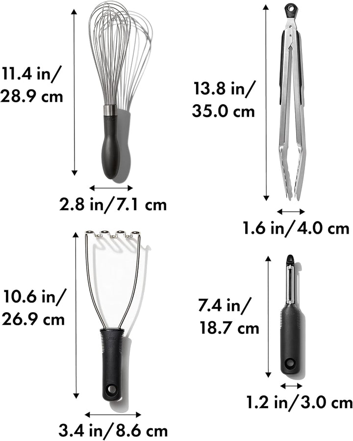 OXO Good Grips Stainless Steel Essential 4-Piece Kitchen Gadget Set+2