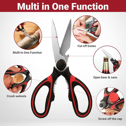 Kitchen Shears Set of 2, Heavy Duty Kitchen Scissors Seafood Scissors, Stainless Steel Sharp Food Cooking Scissors for Meat, Bones, Fish, Poultry, Vegetables, Chicken, Dishwasher Safe3