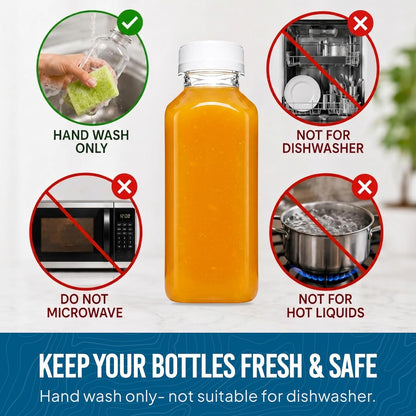 Plastic Juice Bottles with Caps, Reusable Juicing Bottles, Clear Drink Containers with Lids for Juicing, Smoothie and Other Beverages - 12Oz 6Pcs4