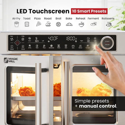 Ultra-Premium Dual-Zone Stainless Steel Air Fryer Toaster Oven Combo, Extra Large 32QT French Door Convection Oven with Next-Gen Patent Technology, 13 Accessories, Rotisserie, Sync Finish5