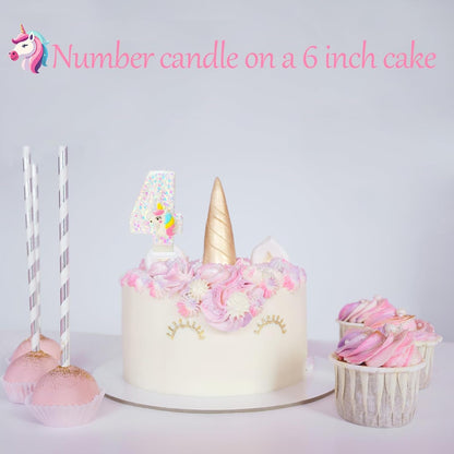 Unicorn Number 4 Birthday Candle, 4Th Birthday Decorations Girl3