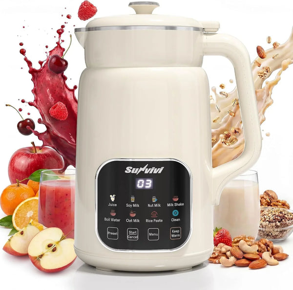 8 in 1 Nut Milk Maker Machine, 60Oz Soybean Milk Blender for Homemade Almond, Oat, Coconut, Soy, Plant Based Milks and Non Dairy Beverages with Auto Clean/24H Delay/Keep Warm/Boil Water1