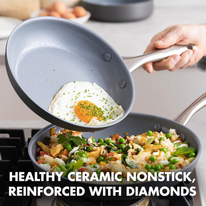 Lima Hard Anodized Healthy Ceramic Nonstick 12 Piece Cookware Pots and Pans Set, Pfas-Free, Oven Safe, Gray3
