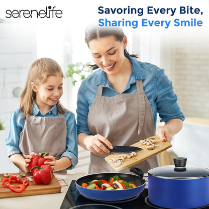 20-Piece Blue Cookware Set with Knives - Includes Multi-Sized Pots and Pans Set Non Stick with Lids and Utensils, Heat Resistant, Dishwasher Safe7