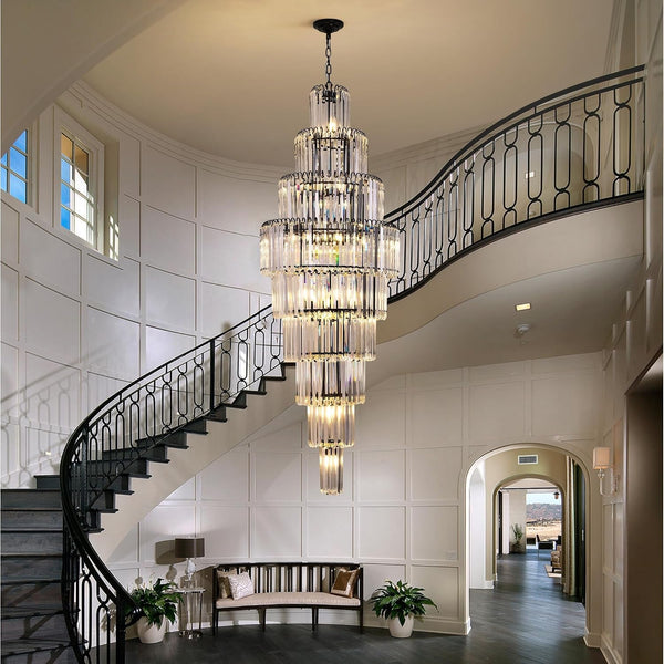 Staircase Chandelier Large for High Ceiling Foyer Black 23.7"Dia 20 Lights5