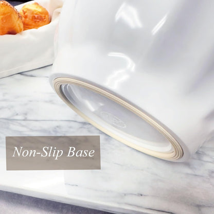 4.3 Quart Latte Style Melamine Batter Bowl with Pour Spout and Handle, Professional Mixing Bowl with Non-Slip Base, Ideal for Pancake and Cake Batter, 11.5 X 8.75 Inch, White4