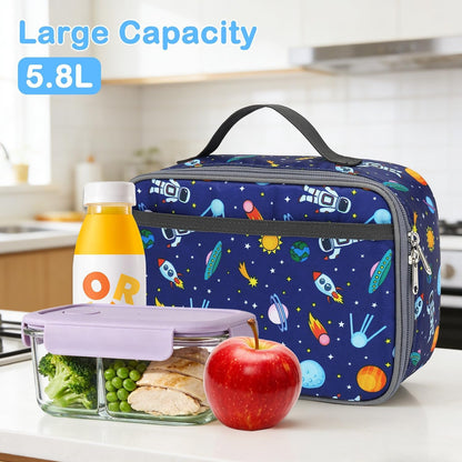 Kids Lunch Box Insulated Soft Bag Mini Cooler Back to School Thermal Meal Tote Kit for Girls, Boys, Astronaut7