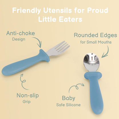 Toddler Utensils, 6 Pack Children Safe Forks and Spoons Set | Kids Silverware Set with Silicone Handle, 18/8 Stainless Steel, BPA Free, Dishwasher Safe4