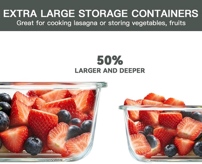 6 Pack Extra Large Glass Food Storage Containers with Lids3