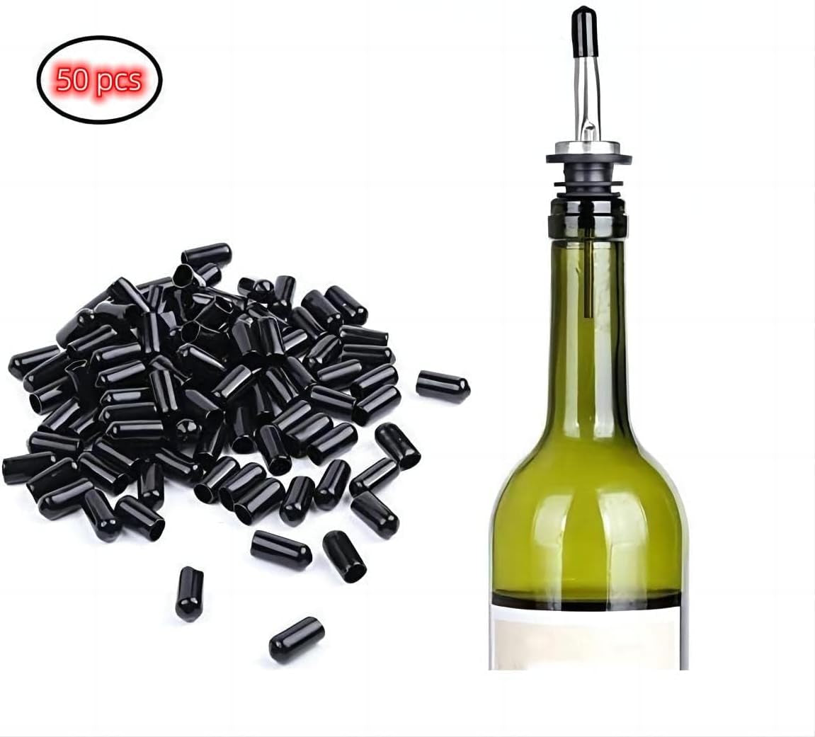 50-pcs-pourers-dust-covers-olive-oil-liquor-bottle-pour-spout-cover-rubber-caps-not-include-the-spout