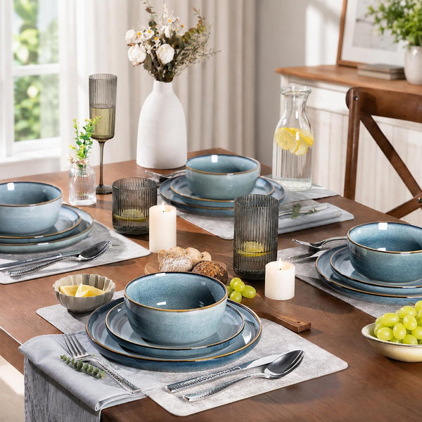 Dinnerware Sets for 8, 24 Pieces Ceramic Plates and Bowls Set9