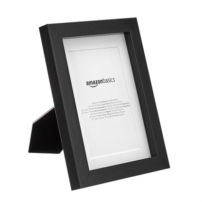 Rectangular Picture Frame with Glass, 5" X 7", Wall Hanging or Tabletop Display, Mat for 4" X 6" Photo, Black, 2-Pack3