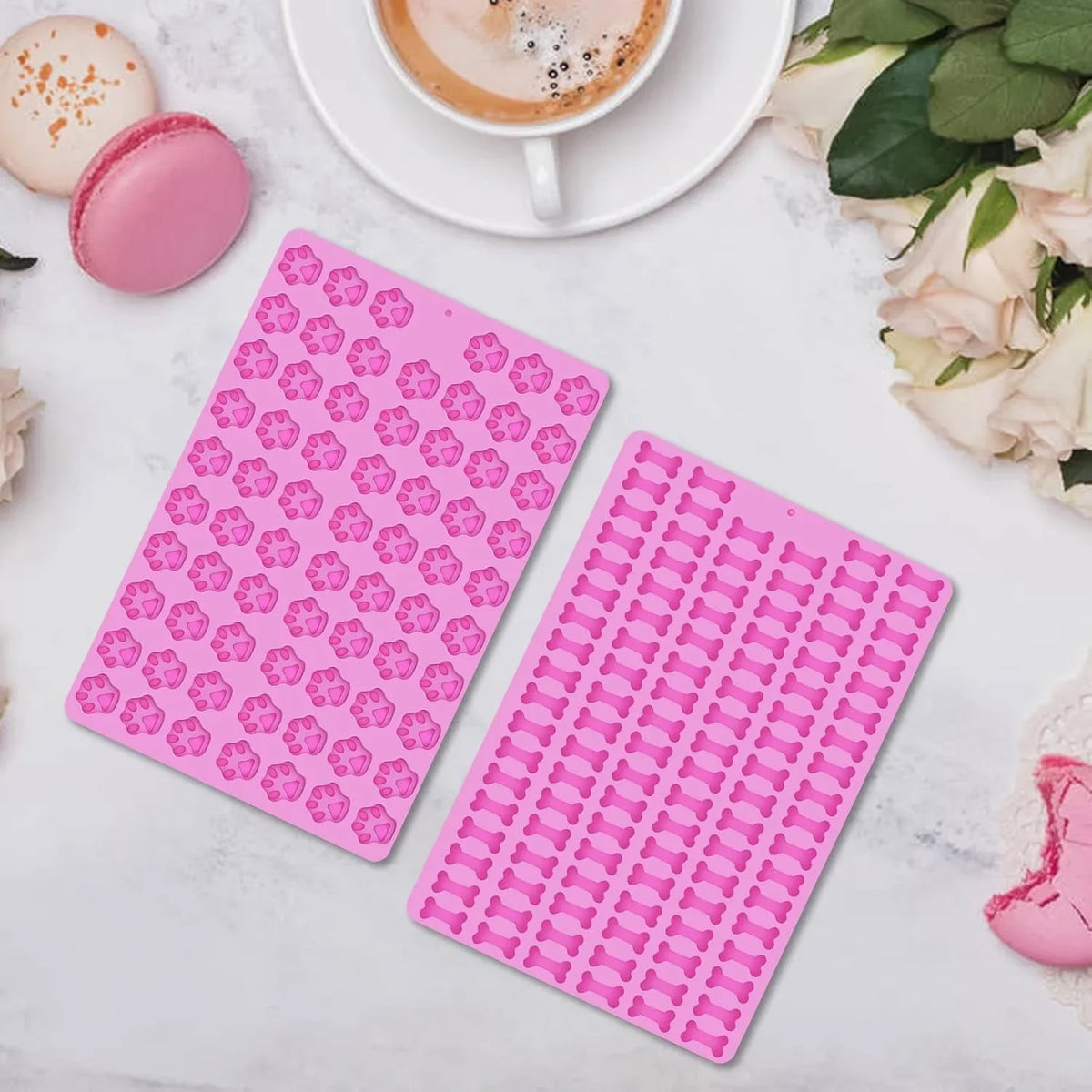2-pcs-mini-silicone-molds-106-cavity-dog-bone-69-cavity-paw-mold-for-baking-biscuits-cookies-candy-chocolate-jelly-pet-dog-treats