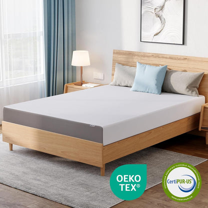 Breathable Memory Foam Plush Mattress, Queen, White/Grey, 80 X 60 X 8 Inches3