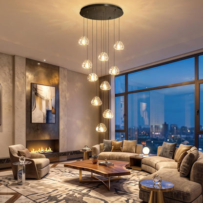 LED Chandeliers for Dining Room Adjust High Ceiling Chandelier Light Fixtures Entrance LED Dimmable Ceiling Pendant Drops Light Remote Lights for Living Room Stairwell 2700K 6000K4