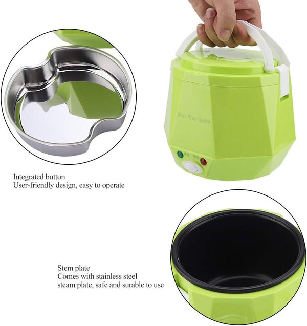 Travel Rice Cooker, Portable Rice Cooker for Travel, 12V 100W 1.3L Portable Mini Multifunctional Electric Non Stick Pot Electric Food Steamer for Outdoor Travel Car Cooking(#2)8