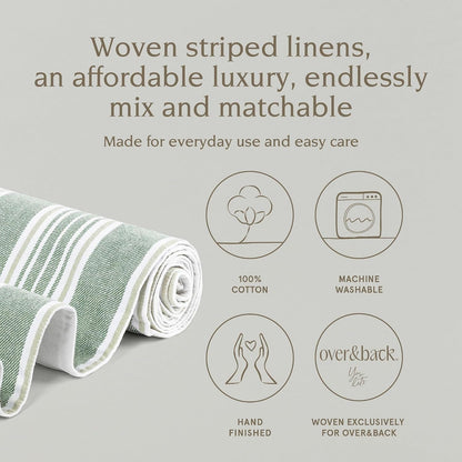 Over&Back 18X90 Woven Striped Table Runner - Washable Table Runners for a Custom Home Decor Tablescape - Coffee Table, Dinner Table, Living Room - Green2