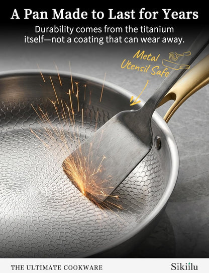8" Titanium Pans for Cooking | Food-Grade Pure Titanium Tagine Frying Pan Pro with Lid | PFAS/PFOA/PTFE Free Nonstick Cookware | Dishwasher & Oven Safe, Induction Compatible, Butter Warmer6