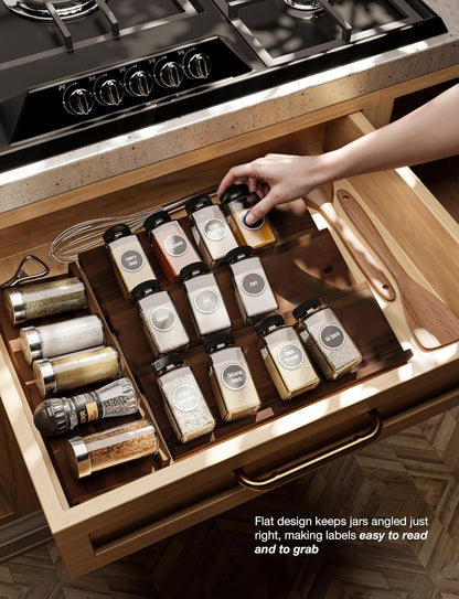 Acacia Wooden Spice Rack Organizer for Cabinet, Pack 4, Walnut Color5