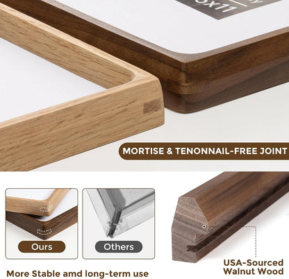 5X7 Picture Frame, Usa-Sourced Walnut Wood Photo Frame with HD Tempered Glass, Wooden 5X7 Frame Matted to 4X6, Handcrafted Rounded Corner Frames for Tabletop or Wall Display5