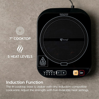 2-In-1 Rice Cooker and Induction Cooktop Burner, 3-Cup (Uncooked) / 6-Cup (Cooked) and Warmer, Portable and Compact IH Cooktop with Calorie Counter and Timer, 7 Cooking Modes3