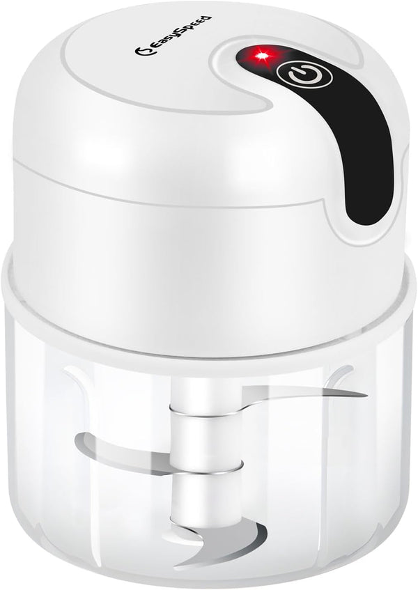 EASYSPEED Electric Garlic Chopper 1 Cup, Mini USB Charging Wireless Food Processor with 304 Stainless Steel, 3 Sharp Blades, Portable Kitchen Meat Grinder for Onion, Garlic, Ginger, Baby Food,White1