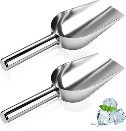 2 Pcs Ice Scoop, 6 Oz Metal Ice Scoop, Ice Scoops for Freezer | Stainless Steel Small Scoops with round Bottom. Ice Scooper for Ice Machine Kitchen Flour Bar Party Wedding Pet Dog Food1