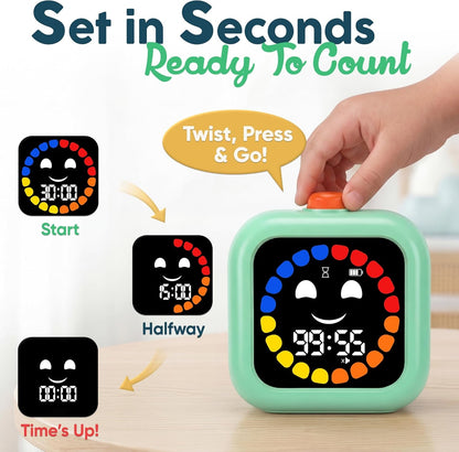 Digital Visual Timer for Kids - Calmer Routines & Transitions | Silent, Rechargeable, 99-Min Clock, Alarm, Countdown & Count-Up; for Classroom, Home & Therapy - Builds Focus & Independence3