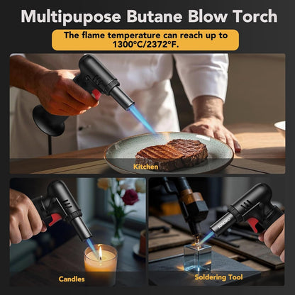 Butane Torch Lighter with Visible Fuel Window, Refillable Soldering Torch with Adjustable Flame for Welding, Resin Art, Industrial (Butane Gas Not Included)6