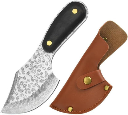 Meat Cleaver,Cleaver Knife Outdoor Multifunctional Knife Damascus Pattern Meat Cleaver Bone Cleaver Forging Knife Stainless Steel Kitchen Knife with Sheath1