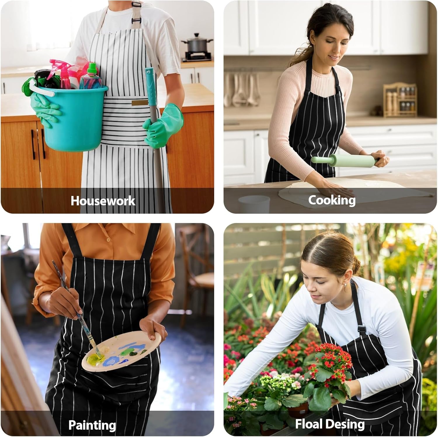2-pack-kitchen-aprons-with-pockets-cooking-chef-apron-for-men-women-adjustable-neck-strap-unisex-bib-soft-aprons-cotton-blend-for-grilling-cooking-gardening-baking