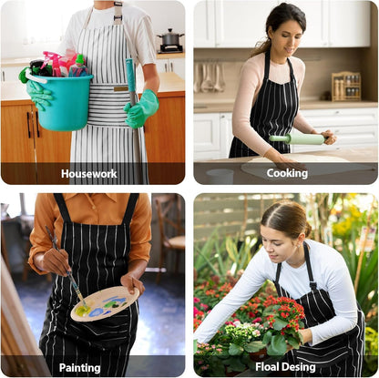 2 Pack Kitchen Aprons with Pockets, Cooking Chef Apron for Men Women | Adjustable Neck Strap, Unisex Bib Soft Aprons, Cotton-Blend, for Grilling Cooking Gardening Baking7