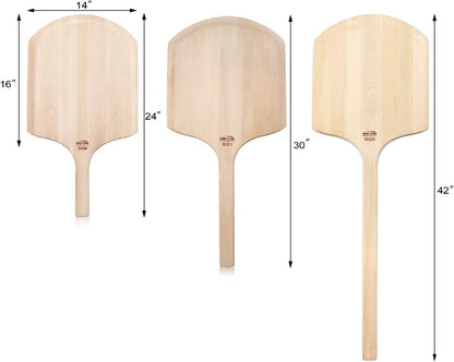 50295 Restaurant-Grade Wooden Pizza Peel, 16" L X 14" W Plate, with 8" L Wooden Handle, 24" Overall Length4
