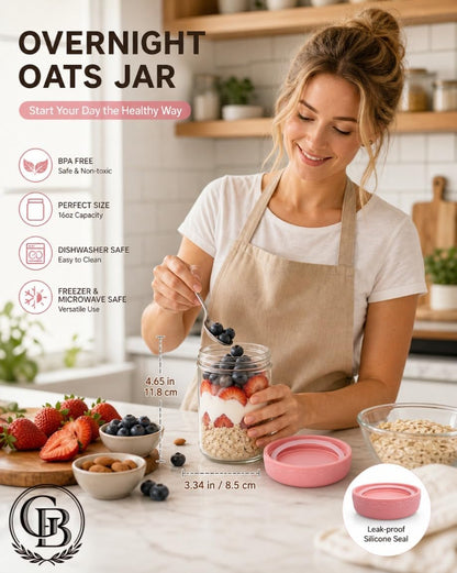 16 Oz 4-Pack Overnight Oats Containers with Lids5