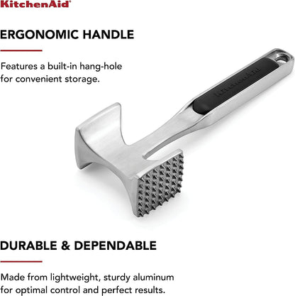 Kitchenaid Gourmet Multi Sided Meat Tenderizer for Pounding Meats, Nuts, Shellfish, Ect, Hang Hole for Easy Storage, Hand Wash, One Size, Black2
