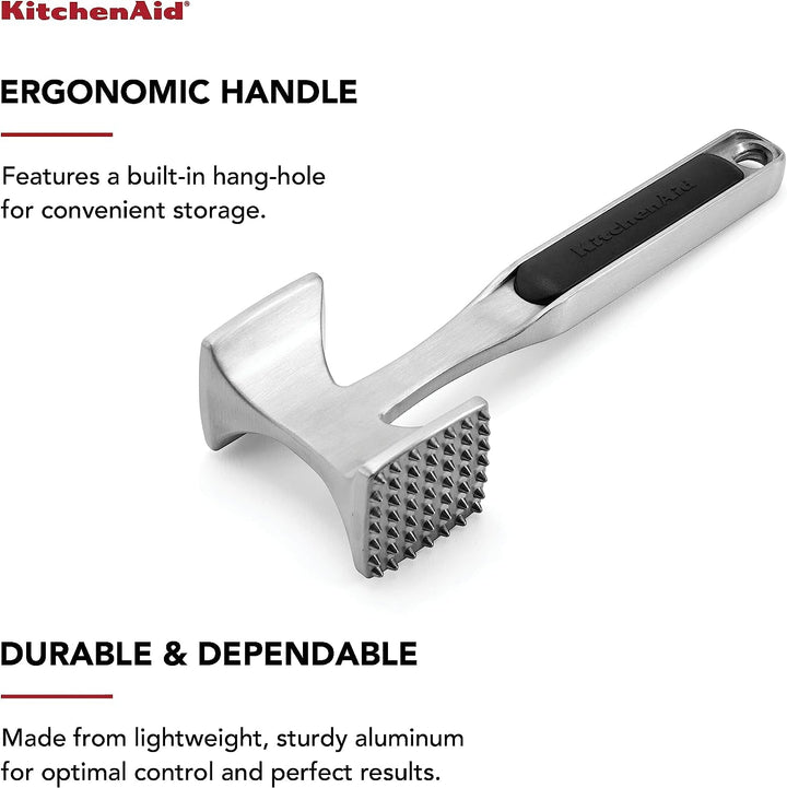 Kitchenaid Gourmet Multi Sided Meat Tenderizer for Pounding Meats, Nuts, Shellfish, Ect, Hang Hole for Easy Storage, Hand Wash, One Size, Black+2