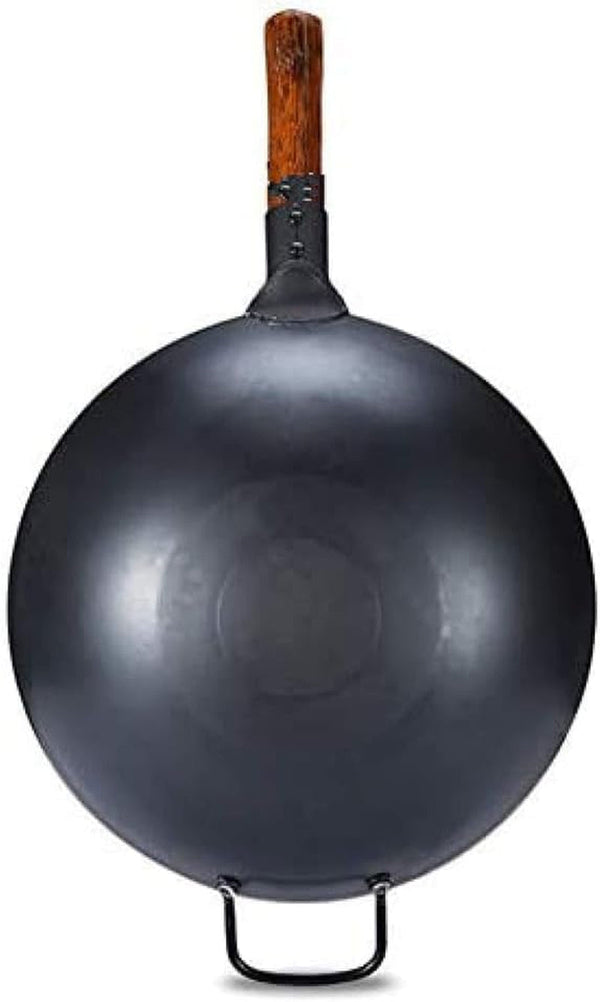 14" Pre-Seasoned Carbon Steel Wok Pan – Rust-Resistant Technology, Flat Bottom Stir Fry Pan with Stay-Cool Wooden Handle – Works on Gas, Electric & Induction3