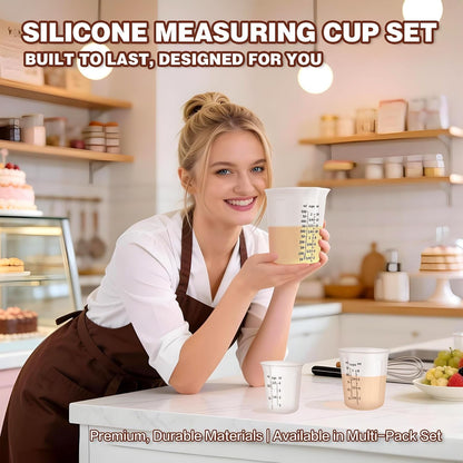 Silicone Measuring Cups Set 125Ml + 250Ml + 500Ml for Cooking Reusable Baking Supplies Silicone Flexible Melting Measure Cup for Butter, Chocolate9