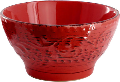 Malibu Ocean Bloom 16-Piece Stoneware Embossed Pattern Reactive Glaze Red Dinnerware Set, Tableware, Serveware Set (Ocean Bloom Red)4