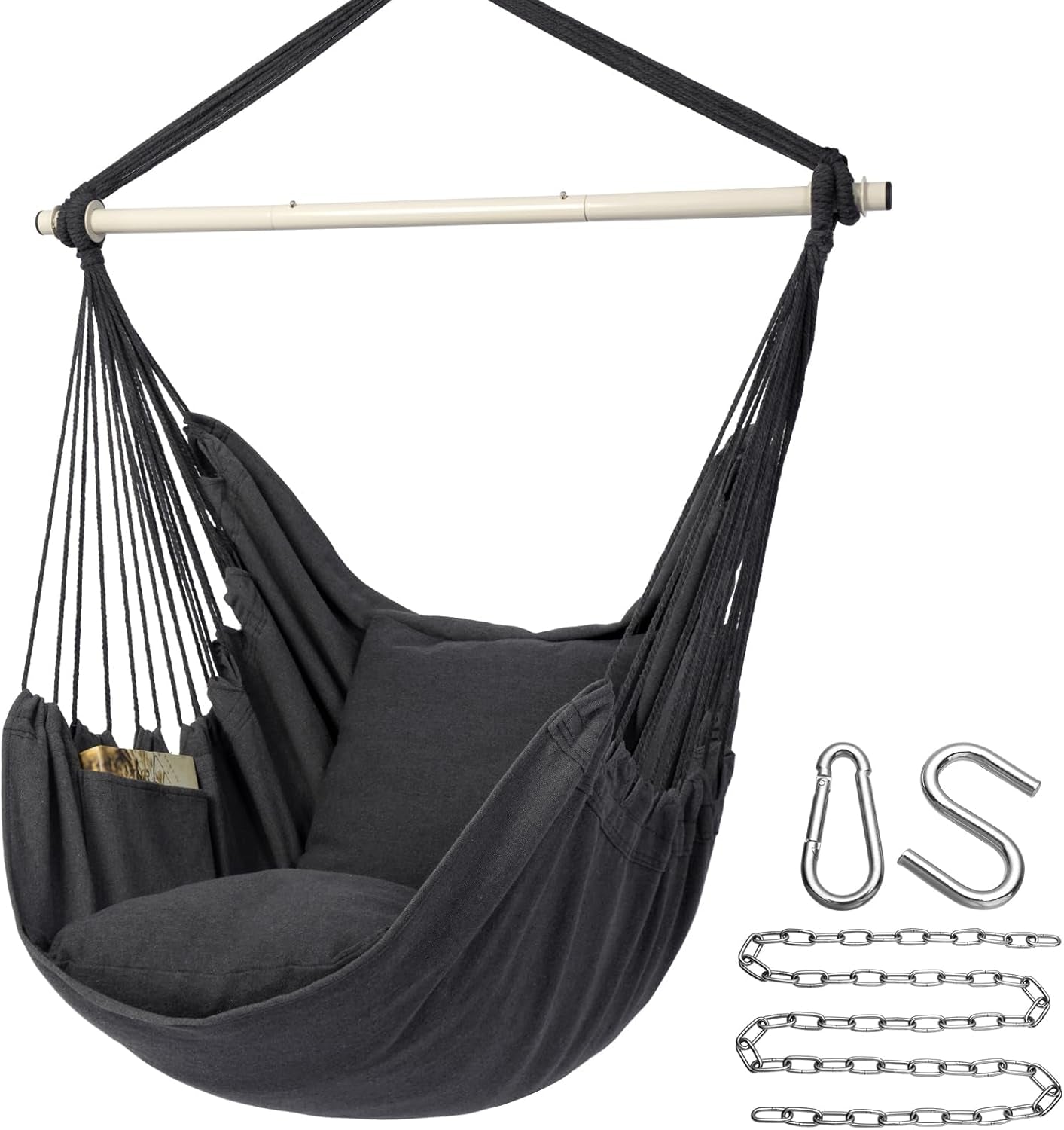 hammock-chair-hanging-rope-swing-chair-max-500-lbs-2-seat-cushions-included-removable-steel-spreader-bar-with-anti-slip-rings-hardware-kit-for-indoor-outdoordark-grey