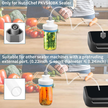 Upgraded Mason Jar Canning Sealer Kit - Sealer Set with Hoses Compatible with Foodsaver Vacuum Sealers - for Wide Mouth and Regular Mouth Jars (White)5
