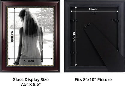 8X10 Picture Frames, Real Glass, Display Photos for Wall or Tabletop, Mahogany with Gold Beads, 2-Pack4