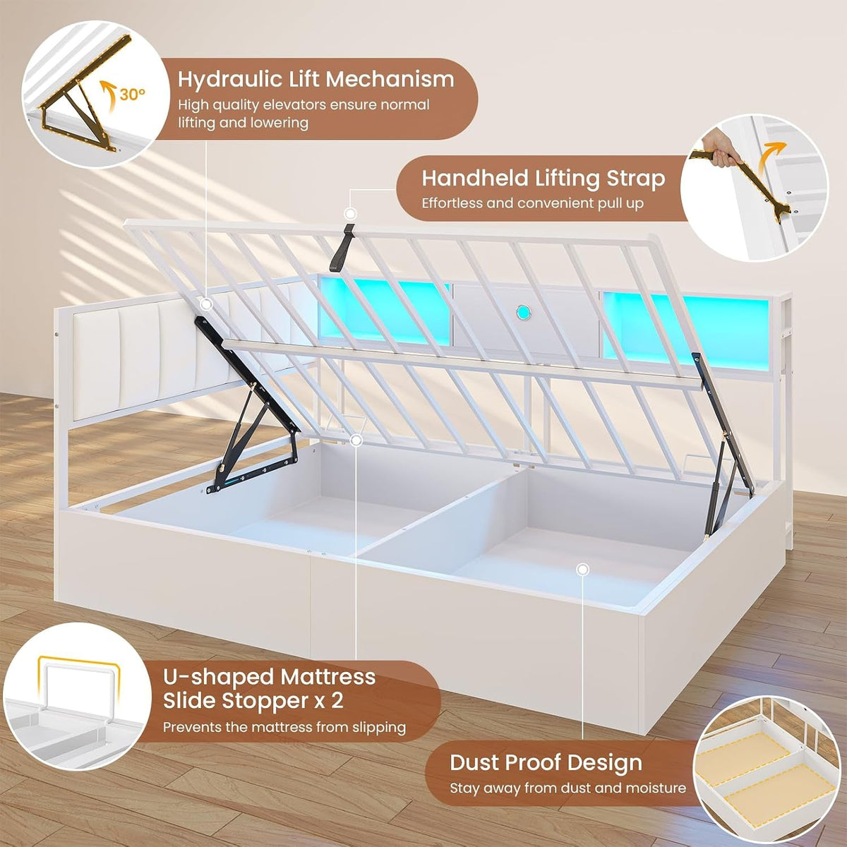 corner-full-lift-up-bed-with-hydraulic-storage-and-bookcase-white