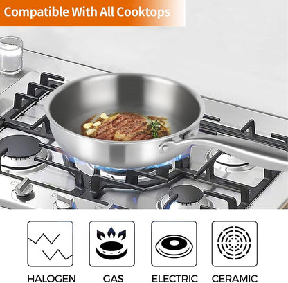 Tri-Ply Stainless Steel Kitchen Cookware Set with Lid,14-Piece Pot | Heats Quickly and Evenly; Compatible with Induction, Gas, Electric, and Ceramic Cooktops.4