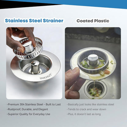 Upgraded 3 in 1 Kitchen Sink Drain Strainer | Stainless Steel Sink Stopper, Anti-Clogging Food Catcher Basket, Bounce Core Drain Strainer Plug for 3 1/2 Inch Drain7
