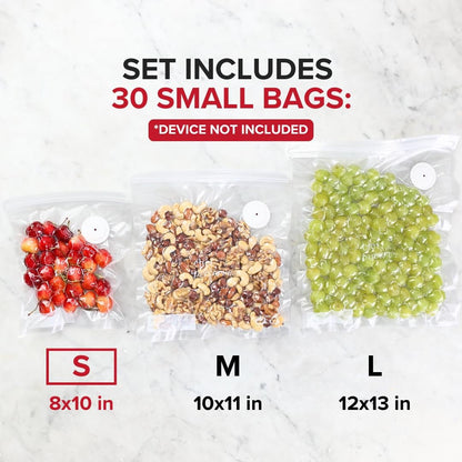 Reusable Vacuum Sealer Bags for Food - 30 Bpa-Free Small (8 X 10 In) Food Storage Bags, Freezer, Microwave - Odor-Resistant, Leak-Proof - Compatible with  Vacuum Sealers2