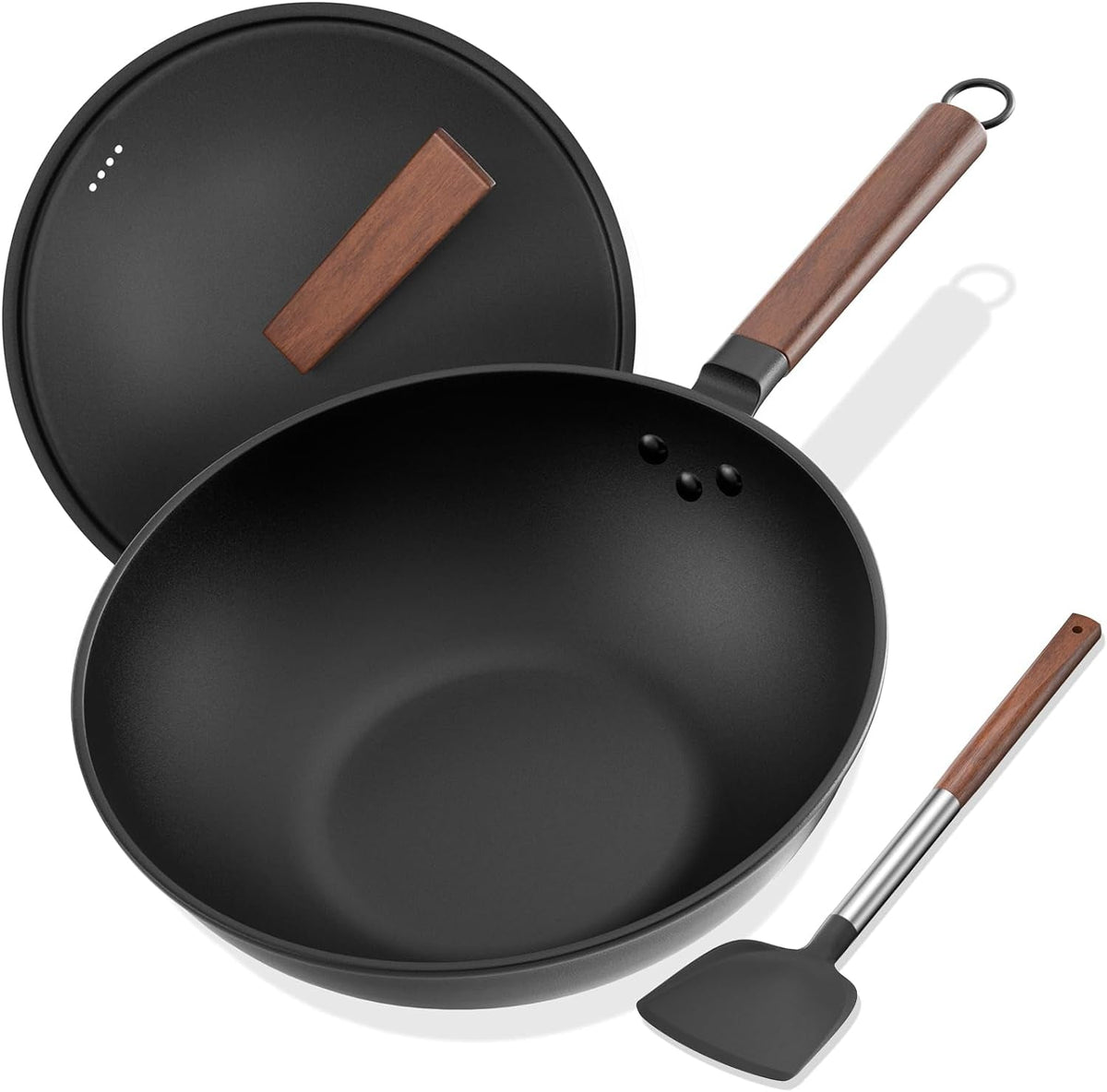 carbon-steel-wok-13-inch-pre-seasoned-non-stick-with-lid-and-spatula-flat-bottom-ideal-for-stovetop-cooking
