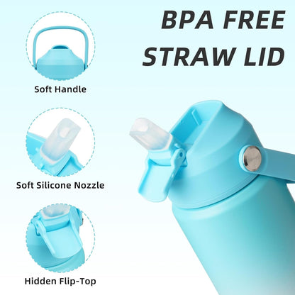 18Oz Insulated Water Bottle, Stainless Steel Bottle with Straw Lid2