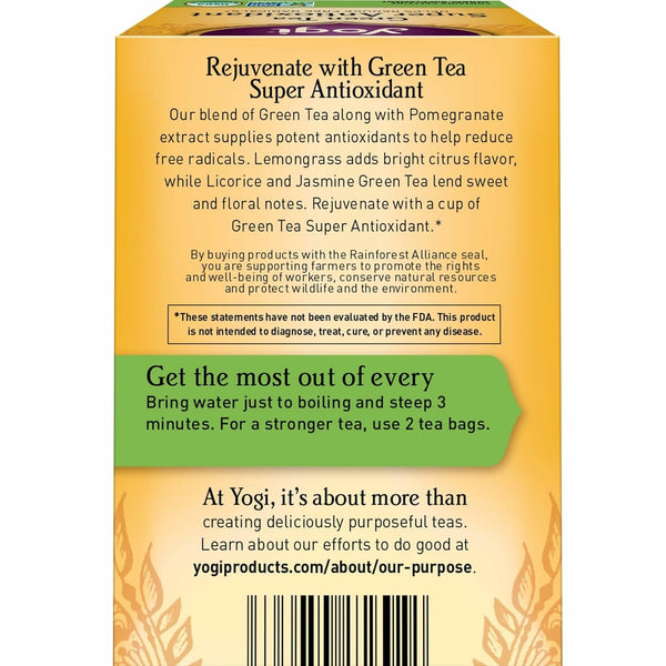Yogi Green Tea Super Antioxidant, 16 Tea Bags (4 Pack) | Organic Green Tea with Licorice Root and Jasmine for Antioxidant Support, Bright Citrus and Floral Notes3